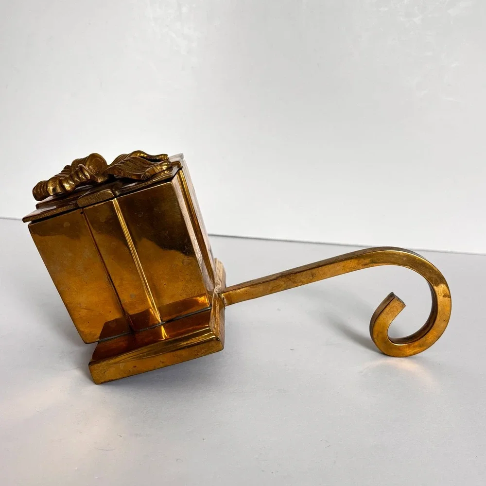 Vintage Brass 3D Present Christmas Stocking Holder Mantel Hanger Long‎ Arm India